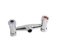 Lecreatekit Grifo mezclador para fregadero de cocina montado en la pared con asas dobles, boquilla giratoria de 360 grados, centros ajustables de 150 mm, grifo de aleación de zinc con acabado cromado