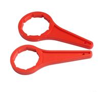 Lecreatekit Juego de 2 llaves de correa, abridor de tapa de plástico rojo para tambores, cubos, filtros de aceite, llave de banda de goma ajustable para fontanería, bricolaje, herramientas de garaje