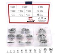 Lecreatekit Juego de 510 bolas de acero inoxidable 304 de 2 mm a 8 mm para maquinaria, válvulas, motores y proyectos de bricolaje