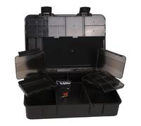 Lecreatekit Juego de caja de almacenamiento de pesca de carpas con 2 + 1 compartimentos, organizador de aparejos ABS con escala para hacer aparejos, kit verde que incluye pines y separadores para