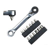 Lecreatekit Juego de destornilladores de trinquete de 60 dientes, mecanismo fino, acero al cromo vanadio, herramienta de alto par para reparación de automóviles, 94 mm, plata (B)