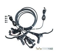 Lecreatekit Juego de frenos de disco hidráulicos para bicicleta eléctrica con interfaz SM de 2 pines, pinzas de pistón dual, rotores de 160 mm, palancas divididas de 22 mm, manillar delantero y