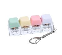 Lecreatekit Llavero de teclado RGB, juguete de alivio del estrés de 4 botones con luces dinámicas, accesorio de escritorio portátil para oficina, escuela, viajes, blanco, rosa, amarillo y verde