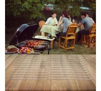 Lecreatekit Paquete de 20 pinchos de acero inoxidable para barbacoa de 35,5 cm con mango trenzado, tenedores de hoja plana para carne, mariscos y verduras, gancho antideslizante para barbacoa al aire