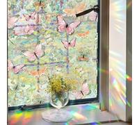 Lecreatekit Película de mariposa 3D, adhesivo estático, colorido arco iris, privacidad para vidrio del hogar, protección UV, sin pegamento, 43 x 100 cm o 200 x 43 cm