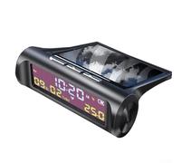 Lecreatekit Reloj solar para coche, pantalla de temperatura y LCD de alta precisión, funciona con energía solar y termómetro digital para interior, multifuncional