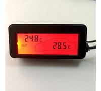 Lecreatekit Termómetro digital para interior y exterior de coche de 12 V, con pantalla LCD para coches, medidor de calibrador y pantalla digital LCD, color rojo