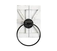 Lecreatekit Toallero rústico montado en la pared, soporte de madera giratorio de 180° con anillo de acero, decoración vintage marrón para baño, cocina, estante de almacenamiento que ahorra espacio