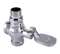 Lecreatekit Válvula de descarga de pedal de cobre para inodoro en cuclillas, válvula de control de agua retardada manos libres, accesorio de baño plateado moderno, construcción de metal