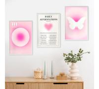 LECTNORE Juego de 3 pósteres Minimalistas de estética Rosa para Pared, 30 x 40 cm, sin Marco, con Frases motivacionales para Decorar el Dormitorio, el baño y el Dormitorio de Adolescentes.