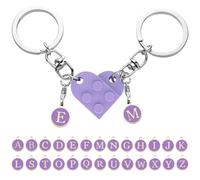 LECTNORE Llavero Corazón Personalizado para Parejas, Diseño de Ladrillo, Detalle para Celebración, Cumpleaños o San Valentín (Morado)