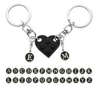 LECTNORE Llavero personalizado, llavero de corazón, bonito llavero personalizado con forma de ladrillo a juego, llavero de corazón para pareja, amigo (negro)
