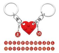 LECTNORE Llavero personalizado, llavero de corazón, bonito llavero personalizado con forma de ladrillo a juego, llavero de corazón para pareja, amigo (rojo)