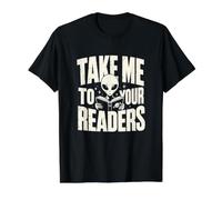 Lector Amante de Libros Alienígenas Angustiado Llévame a Tus Camiseta gráfica económica, Hombre, Negro, XL