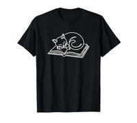 Lector Bibliotecario Amante de los Gatos Bookworm Camiseta