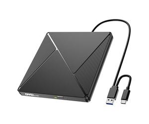 Lector CD DVD Externo, Grabadora CD DVD Unidad Externa con USB 3.0 y USB-C, Unidades Portátil CD/DVD /-RW/ROM Estable para PC/Portátiles/Windows 11/10/8/7/XP/Vista/Linux/MacOS