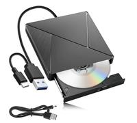 Lector CD DVD Externo para PC, Grabadora USB 3.0 Type C Portátil, Unidad Óptica Plug and Play, Lectura Escritura 24x 8x, Compatible Windows 11 10 8 7 XP Vista Linux macOS Portátil Sobremesa Delgado