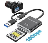 Lector CFexpress Tipo B USB 3.2 Gen 2 10 Gbit/s - 2 en 1 USB C y USB A Lector de Tarjetas CF Express Tipo B - Compatible con Thunderbolt 3/4 - Aluminio, Plug & Play para PC, Mac, Portátil, Tableta