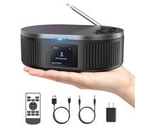 Lector de CD portátil Desobry con Bluetooth, gran pantalla LCD, batería integrada, altavoces, AUX, USB, radio FM, protección anti-saltos y mando a distancia. Ideal para hogar, coche y personas mayores