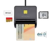 AISENS ASCR-SN02SD-BK Lector de Tarjeta DNI + SD + SIM, Negro