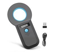 Lector de identificación de mascotas, lector de chips Bluetooth para animales, lector de microchip RFID de 134,2 kHz 125 kHz con brillo OLED indicador 128 unidades de almacenamiento de información