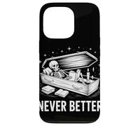 Lector de Libros de Esqueleto Never Better Tumba Halloween Bookworm Carcasa para iPhone 13 Pro