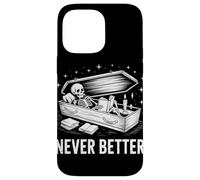 Lector de Libros de Esqueleto Never Better Tumba Halloween Bookworm Carcasa para iPhone 14 Pro MAX