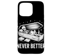 Lector de Libros de Esqueleto Never Better Tumba Halloween Bookworm Carcasa para iPhone 15 Pro MAX