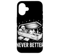 Lector de Libros de Esqueleto Never Better Tumba Halloween Bookworm Carcasa para iPhone 16