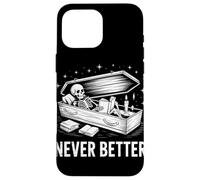 Lector de Libros de Esqueleto Never Better Tumba Halloween Bookworm Carcasa para iPhone 16 Pro MAX