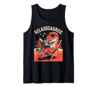 Lector de Libros de meteoritos de Lectura de Dinosaurios relajados Funny Dino Camiseta sin Mangas