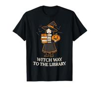 Lector de Libros para bibliotecarios de Halloween Witch Way To The Library Camiseta