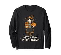 Lector de Libros para bibliotecarios de Halloween Witch Way To The Library Manga Larga