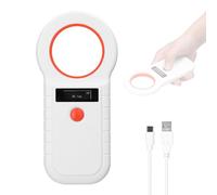 Lector de microchip para mascotas, escáner inalámbrico RFID de mano, escáner de marca animal recargable con pantalla OLED, compatible con EMID FDX-B (ISO11784/85), 128 almacenamiento de datos para el