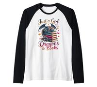 Lector de Ratones de Biblioteca Solo una Chica Que ama los Dragones y los Libros Camiseta Manga Raglan