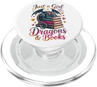 Lector de Ratones de Biblioteca Solo una Chica Que ama los Dragones y los Libros PopSockets PopGrip para MagSafe