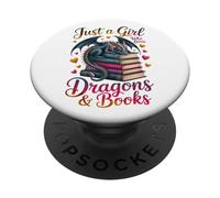 Lector de Ratones de Biblioteca Solo una Chica Que ama los Dragones y los Libros PopSockets PopGrip Adhesivo