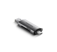 Lector de tarjeta de memoria - Axagon - ZUCR-082 - USB 3.2 Gen1 Tipo C/A - Compatible con SD/microSD - Metal gris