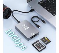 Lector de tarjetas 5 en 1 CFexpress tipo B/XQD/SD, 10 Gbps USB-C y USB-A, lector de tarjetas de memoria USB 3.2 Gen2 para CFexpress B, XQD, SD 3.0, compatible con Windows, Mac, Linux y Android