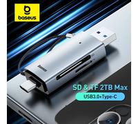 Baseus Lite Series SD/TF Memory Card Reader, USB + USB-C (Gray)