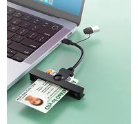 Lector de tarjetas CAC Militar USB C CAC 2 en 1 Doble Conector DOD Militar USB Acceso Común CAC Fold Lector de tarjetas inteligentes ID CAC lector de tarjetas compatible con Windows 10/11, Mac OS y