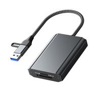 Lector de tarjetas CFe tipo B/tipo A de transferencia rápida con puertos USB A y USB C, cuerpo de aluminio de velocidad de 10 Gbps para uso multidispositivo, lector de fotos y videos