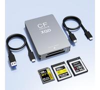 Lector de tarjetas CFexpress tipo B con soporte XQD y SD, USB-C 3.2 Gen 2 10Gbps Lector de tarjetas de memoria de aluminio para tarjetas CFexpress tipo B, XQD y SD UHS-II/UHS-I