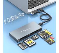 Lector de Tarjetas CFexpress Tipo B, Lector Múltiple 8 en 1 Compatible CFexpress Tipo B/CF/XD/MS/TF/SD/USB, Concentrador Lector USB 3.2 Gen 2 de 10 Gbps, Compatible Sistemas Windows/Mac/Linux/Android