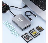 Lector de tarjetas CFExpress/XQD/SD 5 en 1 - 10 Gbps USB C y USB A CFexpress tipo B lector de tarjetas para CFexpress tipo B+SD 3.0 + lector de tarjetas XQD, adaptador CFexpress lector de tarjetas de