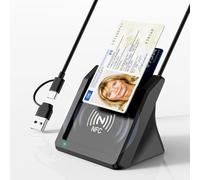 Lector de Tarjetas con Chip 2 en 1 USB-A + USB-C con NFC, Lector de Tarjetas con Chip para el Nuevo documento de Identidad, Tarjetas bancarias y Tarjetas Militares del Departamento de Defensa (DOD)