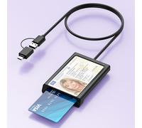 Lector de Tarjetas con Chip USB USB-C con NFC,Lector de Tarjetas Inteligentes USB USB-C Lector DOD para DNI y Tarjetas bancarias Compatible con Windows,Linux y Android,Cable de 95 cm