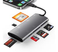 Lector de Tarjetas de Almacenamiento múltiple 5 en 1, Lector de Tarjetas SD/TF/CF/MS/M2/Micro SD para Dispositivos iPhone/iPad USB-C y USB-A, no Requiere aplicación, Plug and Play