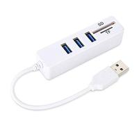 Lector de Tarjetas de concentrador USB de 3 Puertos, Adaptador Divisor de concentrador Multifuncional USB 2.0 480Mbp Soporte Tarjeta de Memoria SD/SDHC/SDXC/Micro SD/T-Flash