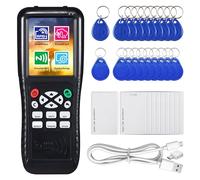 Lector de tarjetas de identificación RFID, copiadora y duplicadora, versión en inglés RFID NFC, lector de tarjetas de identificación con 10 tarjetas de identificación T557 de 125 kHz, 10 llaveros de